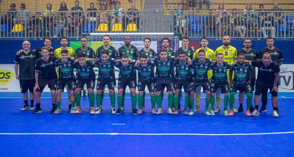Apresentação oficial do elenco 2026 do Marreco ABF Futsal à torcida, que compareceu em bom número para prestigiar o amistoso contra o Racing